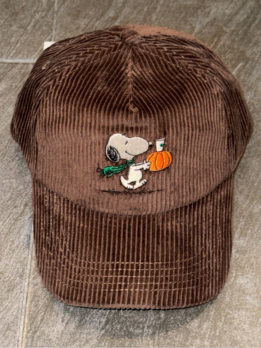 Limited Edition Peanuts x Starbucks Brown Corduroy Reserve Hat with Snoopy